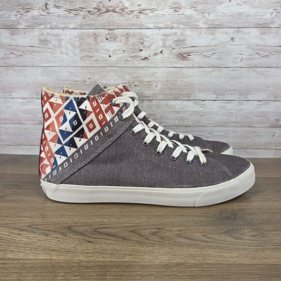 Inkkas High Top Gray Tribal Boho Aztec Print Sneakers Size Mens 10 Womens 12 - Picture 1 of 7